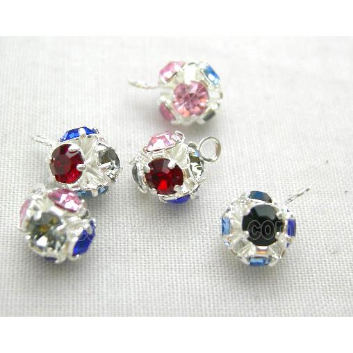deep-blue Middle East Rhinestone Pendant, round ball, silver plated