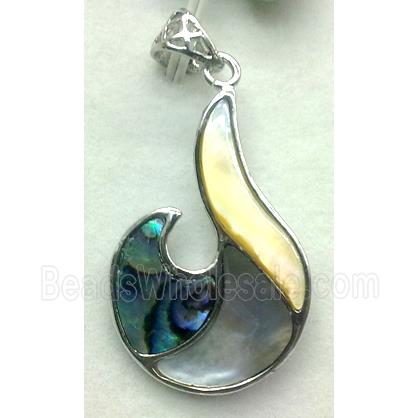 Paua Abalone shell pendant, mxied