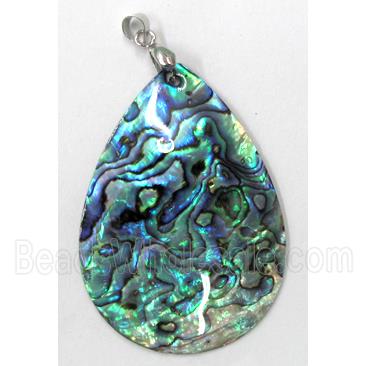 Paua Abalone shell pendant, teardrop, mxied