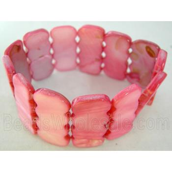 freshwater shell bracelet, stretchy, red
