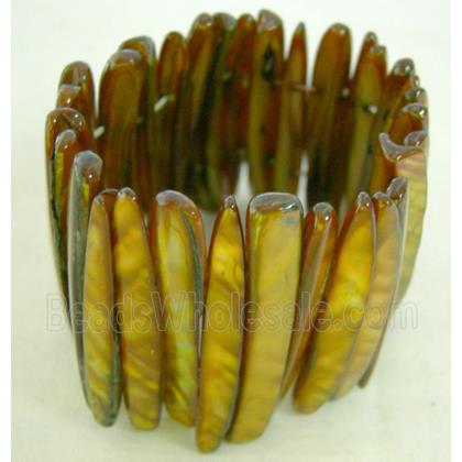 freshwater shell bracelet, stretchy, bronze