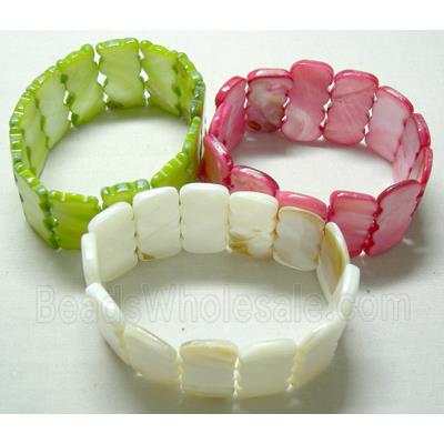 freshwater shell bracelet, stretchy, mixed