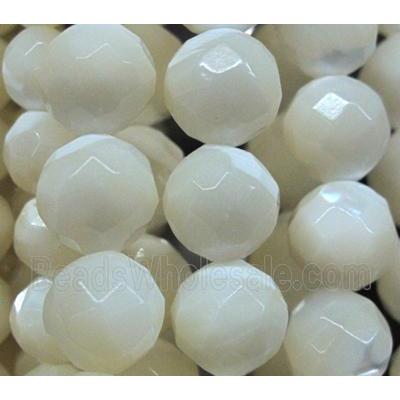 white mother of pearl beads, faceted round