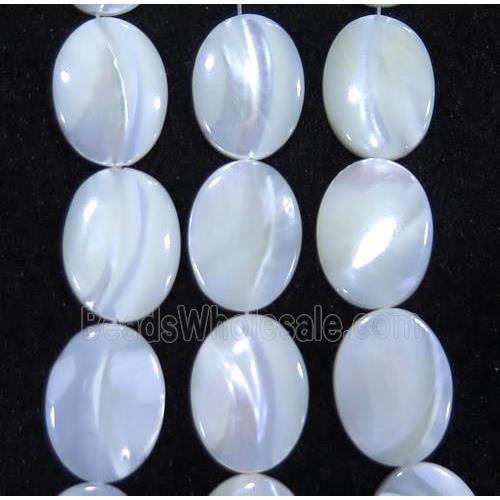 white mother of pearl bead, flat-oval