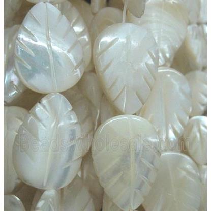 white mother of pearl bead, leaves