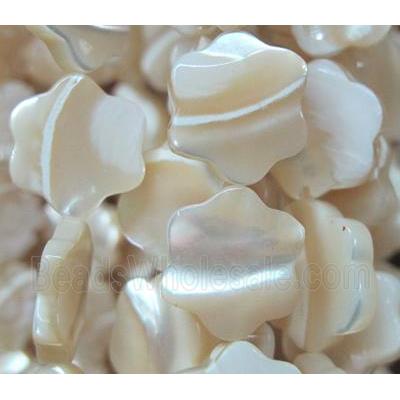 white mother of pearl bead, flower