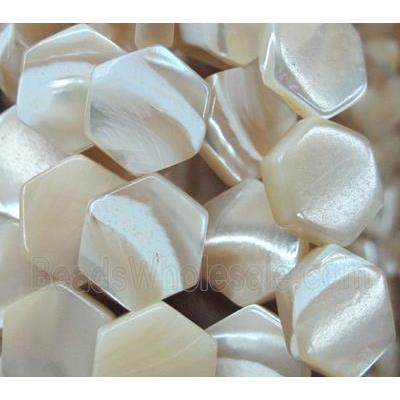 White MOP Shell Hexagon Beads
