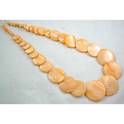17 inches of freshwater shell necklace, orange