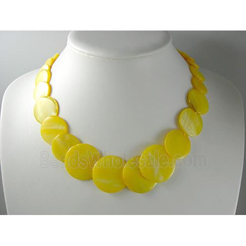 17 inches of freshwater shell necklace, yellow