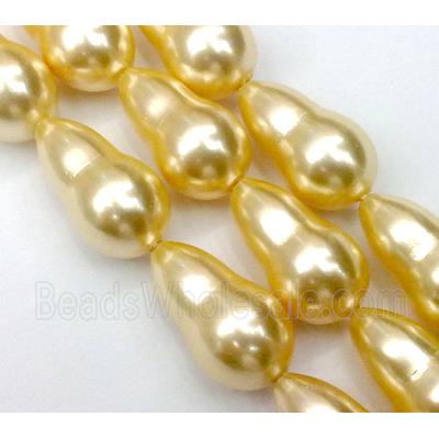 pearlized shell beads, Calabash charm, yellow