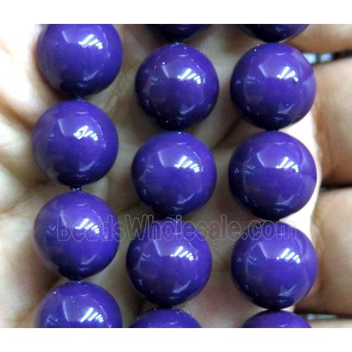 purple Pearlized Shell Beads, round