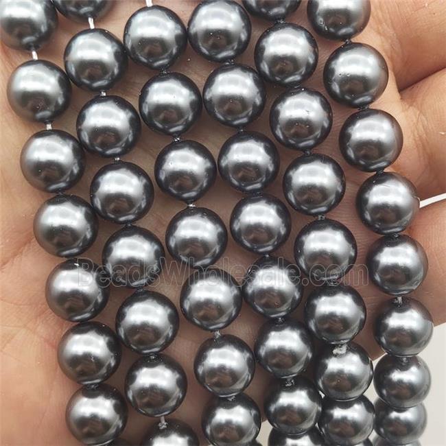 Deepgray Pearlized Shell Beads Smooth Round