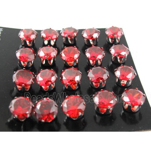 hypoallergenic Stainless steel earring with red cubic zirconia