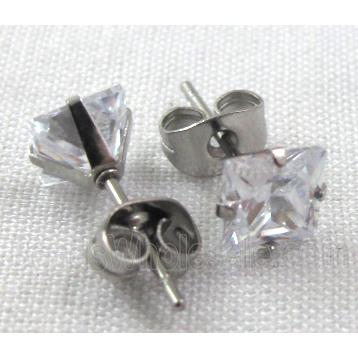 hypoallergenic Stainless steel earring with cubic zirconia, clear