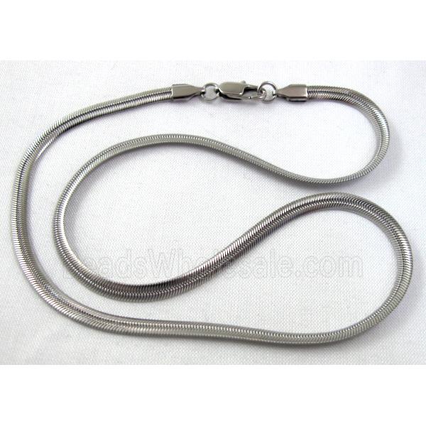 Stainless Steel herringbone Necklace, snake, platinum plated