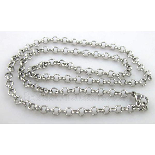 Stainless steel Necklace, platinum plated