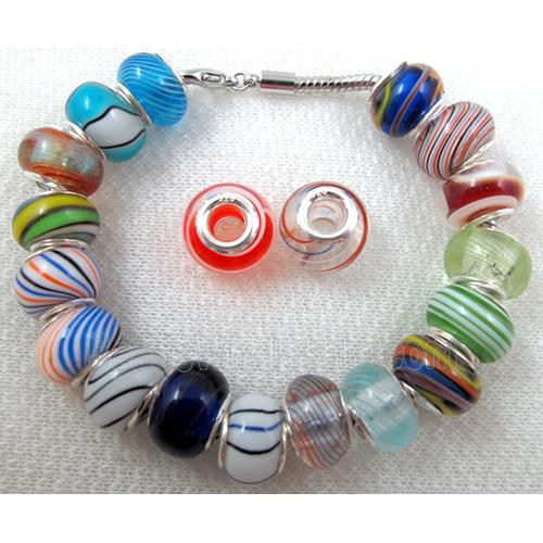 murano glass Bead, Sterling Silver Core, mix color