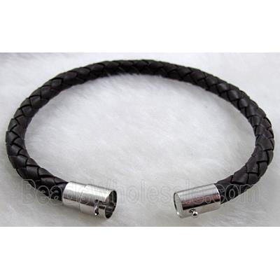 deep coffee Leather Cord Bracelets with Magnetic Clasp