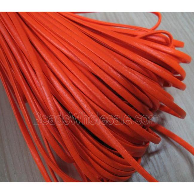 PU leather Cord, flat, orange