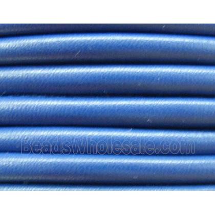 PU Leather Cord, round, blue