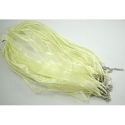 Waxed Necklace Cord, Ribbon, lobster clasp, Lt.yellow