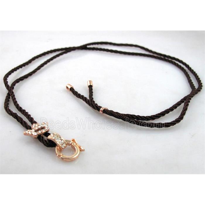 Necklace Cord, Rattail Nylon, alloy clasp with rhinestone