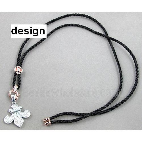 Sennit Necklace Cord, Rattail Nylon, alloy clasp with rhinestone