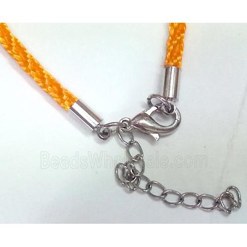 Rattail Nylon, Sennit Necklace Cord, copper connector, orange