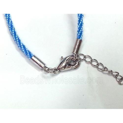 Rattail Nylon, Sennit Necklace Cord, copper connector, blue