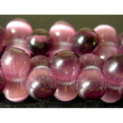 Cats eye beads, peanut, purple