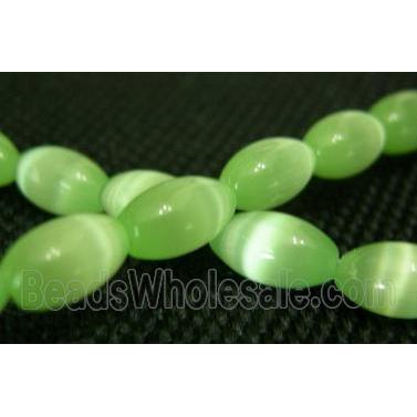Cats eye beads, rice, green