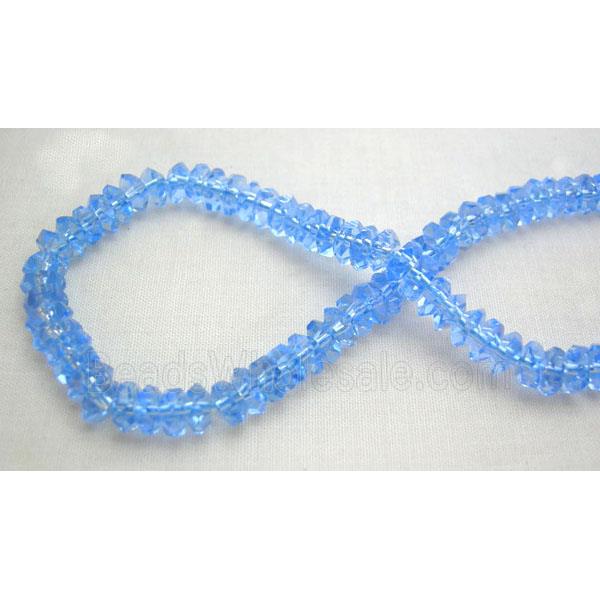 hand-faceted rondelle Glass Beads, blue
