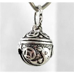 Thailand Sterling Silver pendant, bell, antique silve, approx 9.5mm [925ATS016]
