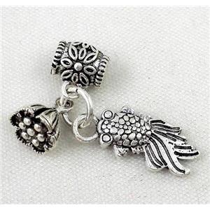 Thailand Sterling Silver bead, antique silve, approx 6-14mm, 3mm hole [925ATS032]