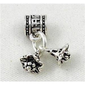 Thailand Sterling Silver bead, antique silve, approx 6-10mm, 3mm hole [925ATS035]
