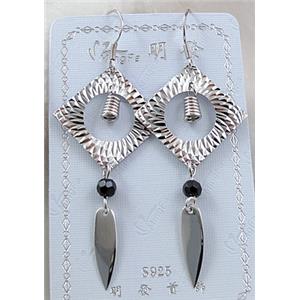 sterling silver Earring, 25x25mm,5x17mm,65mm length [925ER14]