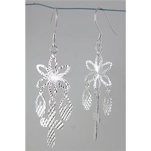 sterling silver Earring, 14mm dia,10x18mm,50mm length [925ER17]