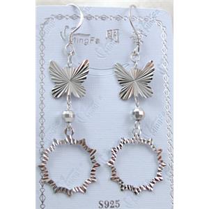 sterling silver Earring, 12x12mm,18mm,55mm length [925ER18]