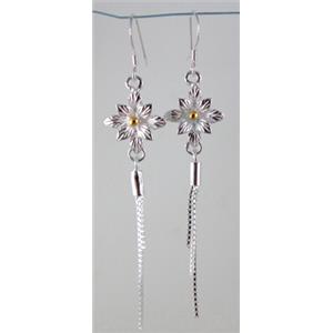 sterling silver Earring, 12mm dia, 60mm length [925ER19]