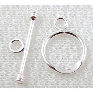 Sterling Silver Toggle Clasp, 12mm dia,stick:21mm [925TC03]