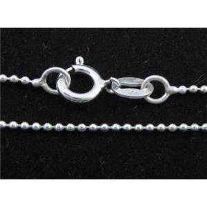 Sterling Silver necklace, round ball chain, 1mm thickness, approx 16 inch(40cm)length [925TH06]