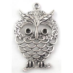 Tibetan Silver owl pendant, 38x60mm [A02-1014]