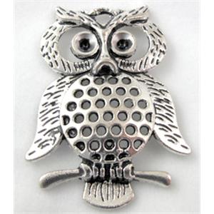 Tibetan Silver owl pendant, 35x48mm [A02-1015]