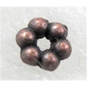 Tibetan Silver DAISY SPACER, Antique Red, 3.5mm dia [A0763RP]