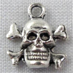 Tibetan Silver skull pendants, 13x14mm [A1395]