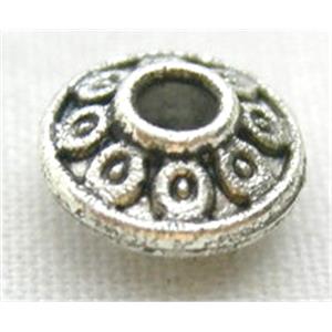Tibetan Silver Flying Saucer Beads, 6.5mm diameter [A730]