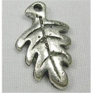 Tibetan Silver leaf pendants, 14mm length [A825]