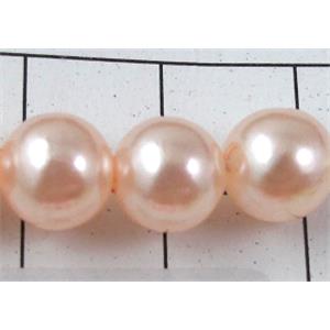pearlized plastic beads, round, lt.pink, 8mm dia, approx 1900pcs [ABS001-8MM]