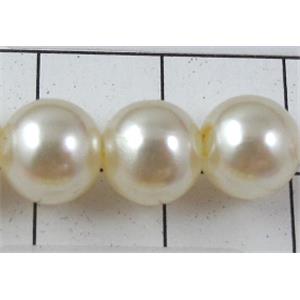 pearlized plastic beads, round, lt.yellow, 8mm dia, approx 1900pcs [ABS002-8MM]