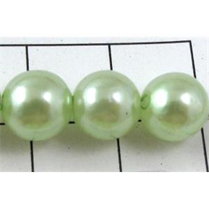 pearlized plastic beads, round, lt.green, 8mm dia, approx 1900pcs [ABS005-8MM]